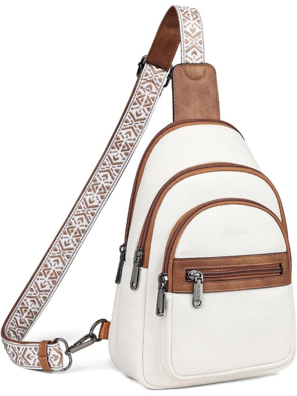 Women's Beige Brown Anti Theft Sling RFID Vegan Leather Purse Crossbody Bag